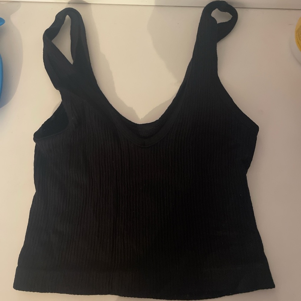 Urban Outfitters Black Fitted Crop Tank Top